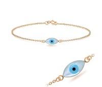 Rose Gold Plated Huge Evil Eye Silver Bracelet BRS-206-RO-GP